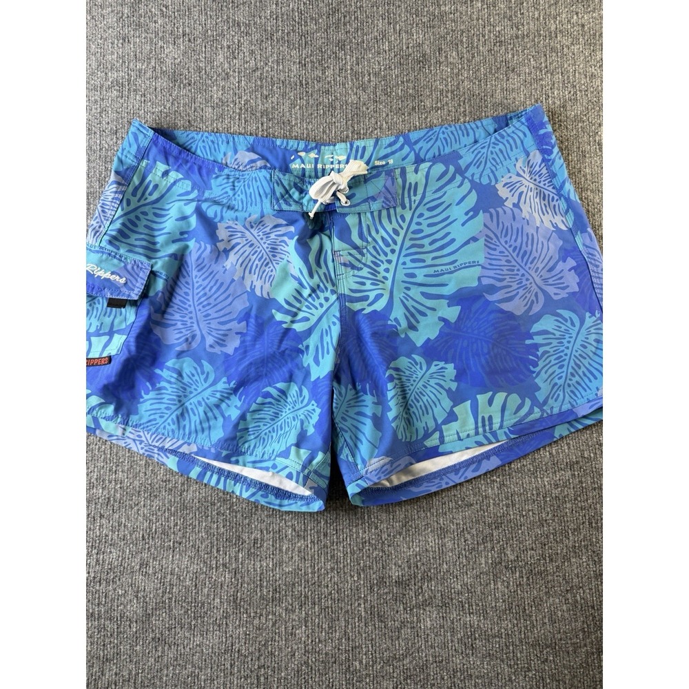 Maui Rippers Board Shorts Men's Size‎ 18 Blue Tropical Surf Swim Trunks